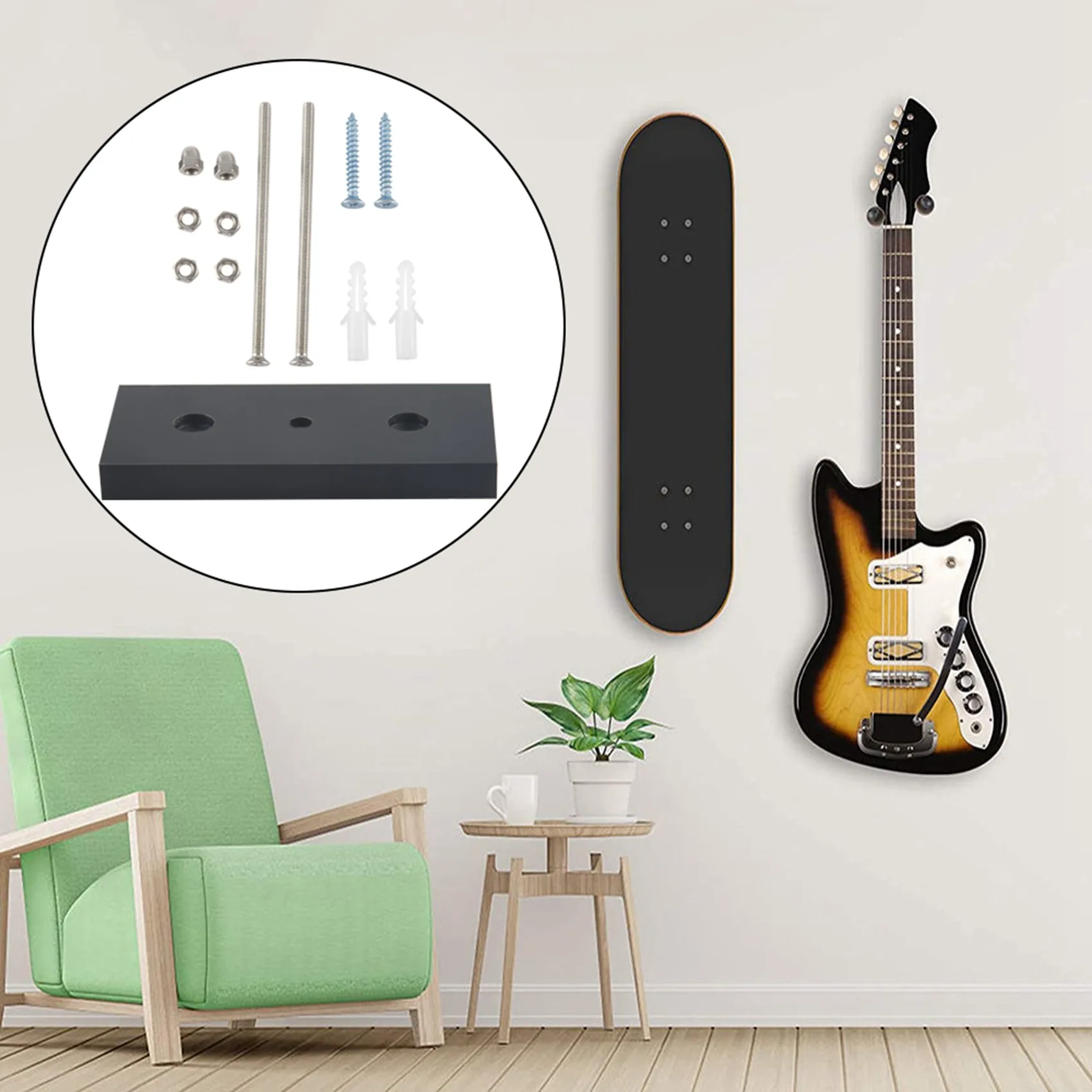 

6 Pack Skateboard Floating Deck Display Wall Mount Rack Holder Hanger Fit Home Storage Display