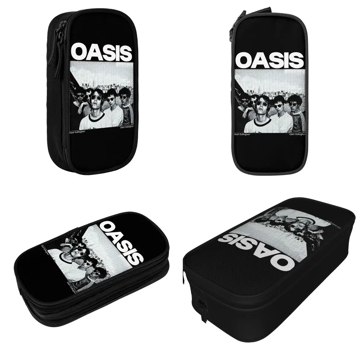 Retro O-Oasis Rock Band Pencil Case Double Layer Large Capacity Kids Hip Hop Pen Case Birthday Gift