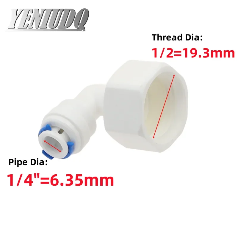 Elbow 90 degree RO Aquarium Accessories Quick Connector 1/8 1/4 3/8 1/2 3/4 BSP Female Thread 6.35mm 9.53mm Tube Adapter