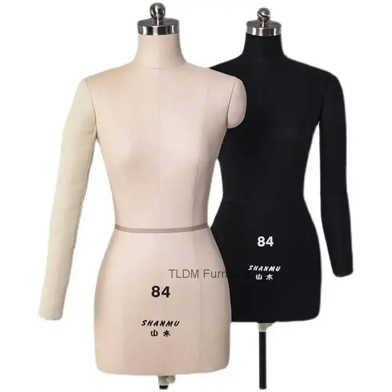 

Teaching Standard Women's Draping Mannequin, Pinnable Half-Body Dress Form with Adjustable Stand for Fashion Design and JT40M
