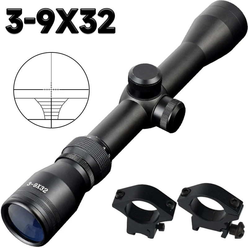 

3-9X32 Optical Riflescope Tactics Reflex Sight Outdoor Hunting Range Finder Reticle Adjustable Zoom Long Range Shooting Scope