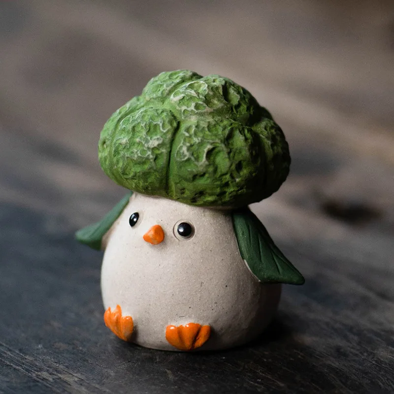 Purple Sand Tea Pet Chicken Decoration Bird Can Be Raised Creative Decoration Cauliflower Penguin Rookie Tea Play Accessories