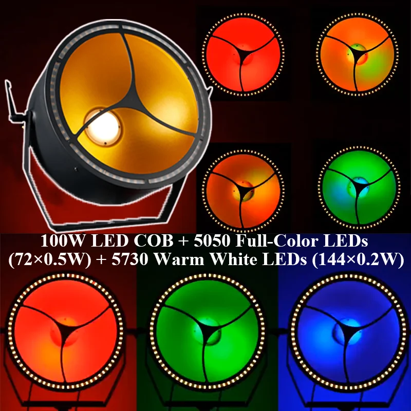 Full Color 200W RGB Backlight Warm White COB Matrix Par Light DMX512 Suitable for Nightclub DJ Concert Stage Lighting