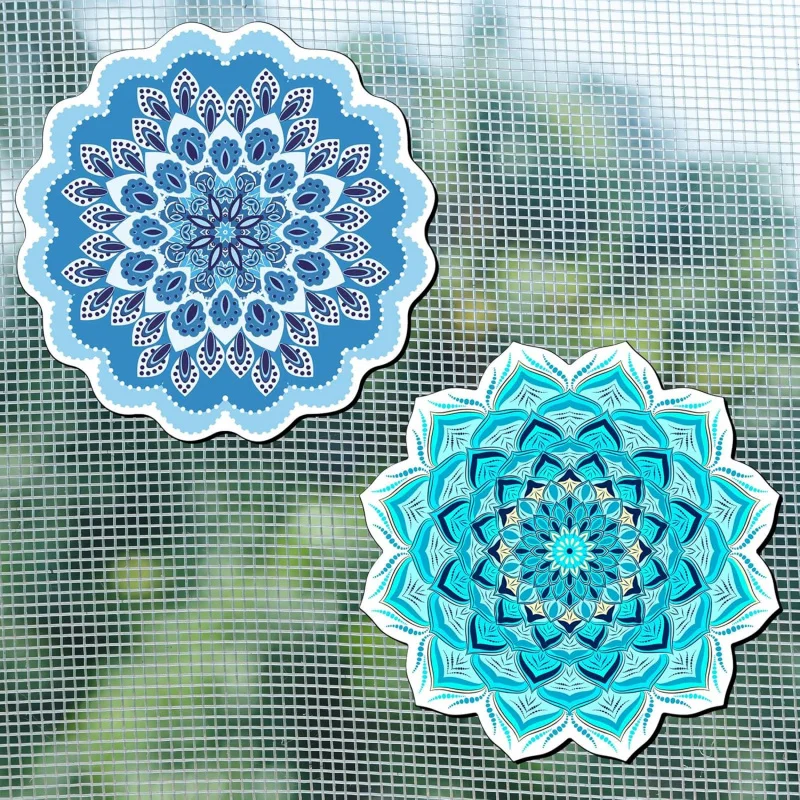 2 Pairs Mandala Screen Door Magnets 6 Round Double Sided Protectors Sliding , Decorative to Preven