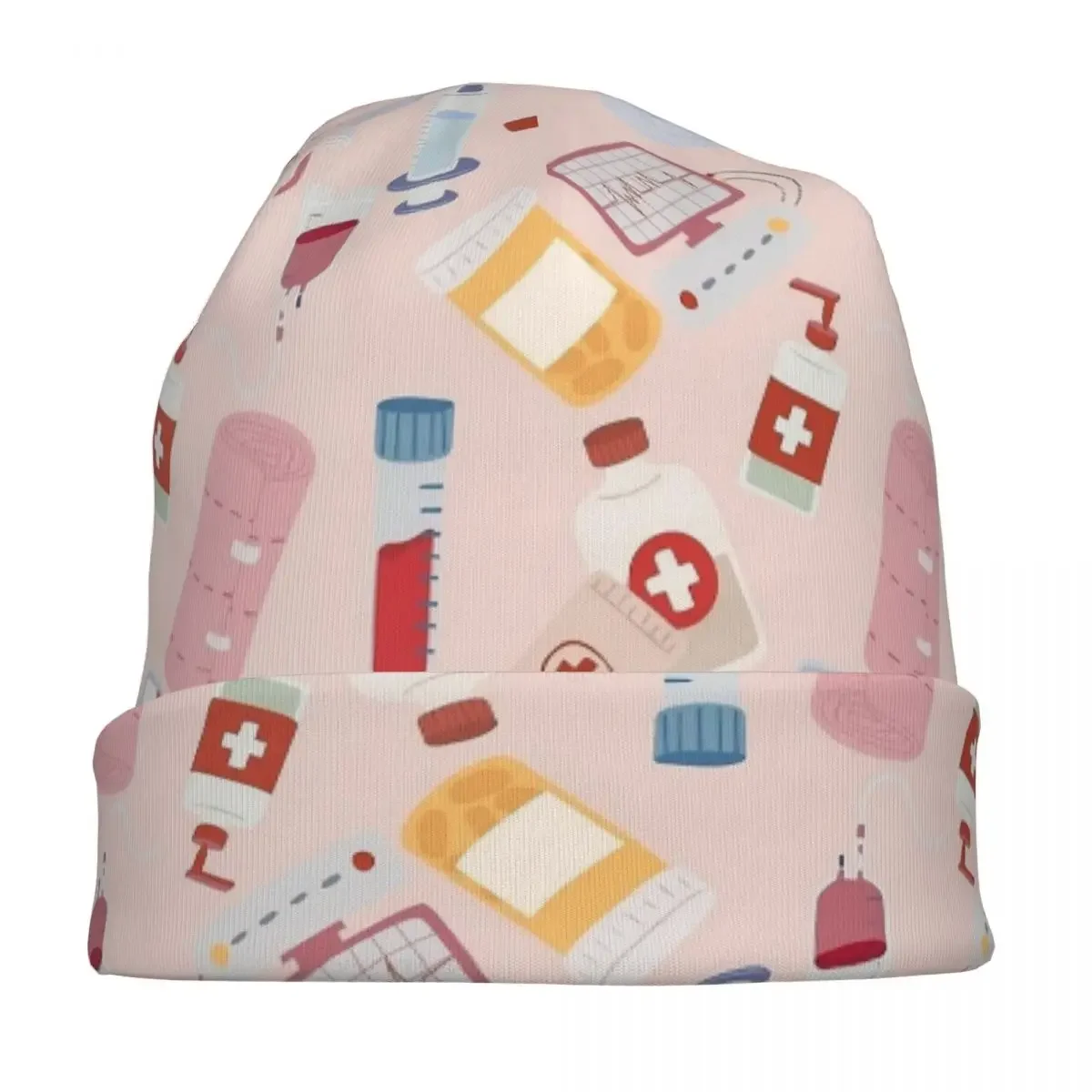 Emergency Nurse Pattern Bandaid Skullies Beanies Hats Spring Unisex Outdoor Caps Warm Multifunction Bonnet Knitting Hats