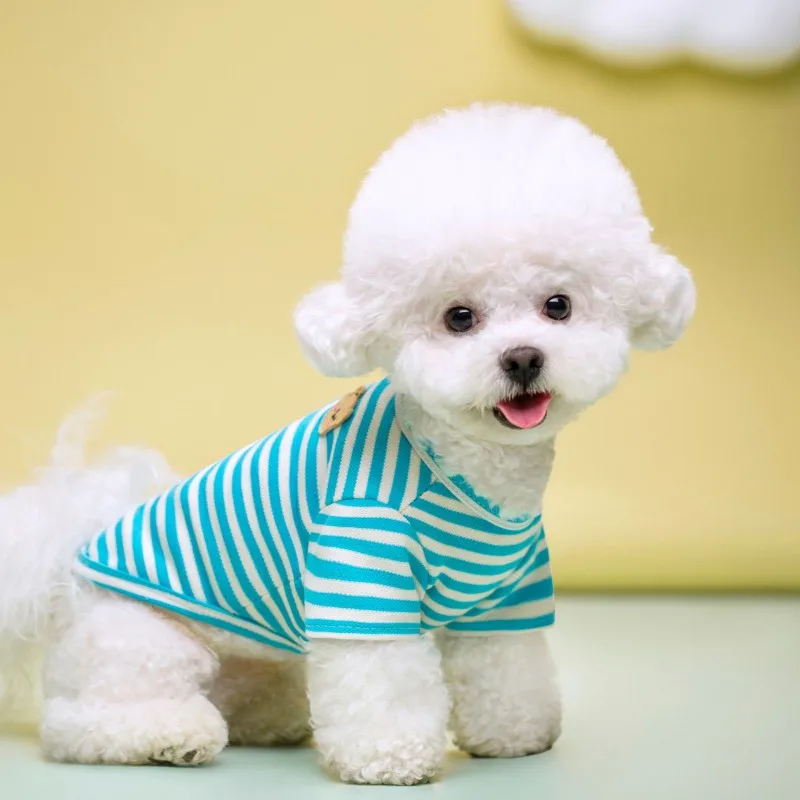 Bärendruck gestreifter Hund Sommerweste Hundekleidung Welpen T-Shirt Baumwolle Mädchen Hundekostüm Chihuahua Bichon Frise Kleidung Hundebekleidung – Detail 8