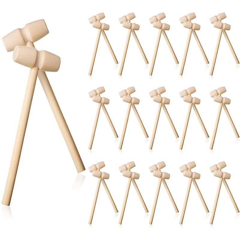 FBIL-48Pcs Mini Wooden Hammer Wooden Crab Lobster Mallet Hardwood Mallet Hitting Toy Shellfish Hammer Tool