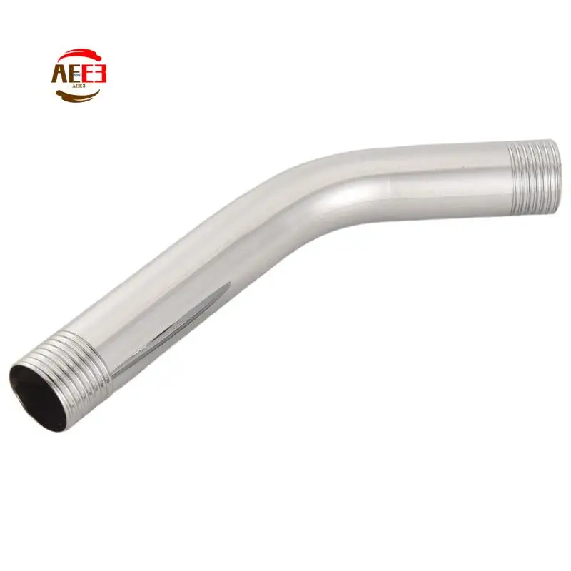 AEE3-G1/2 Inch 15Cm Wall Mounted Stainless Steel Shower Head Extension Angled Shower Arm Extra Pipe
