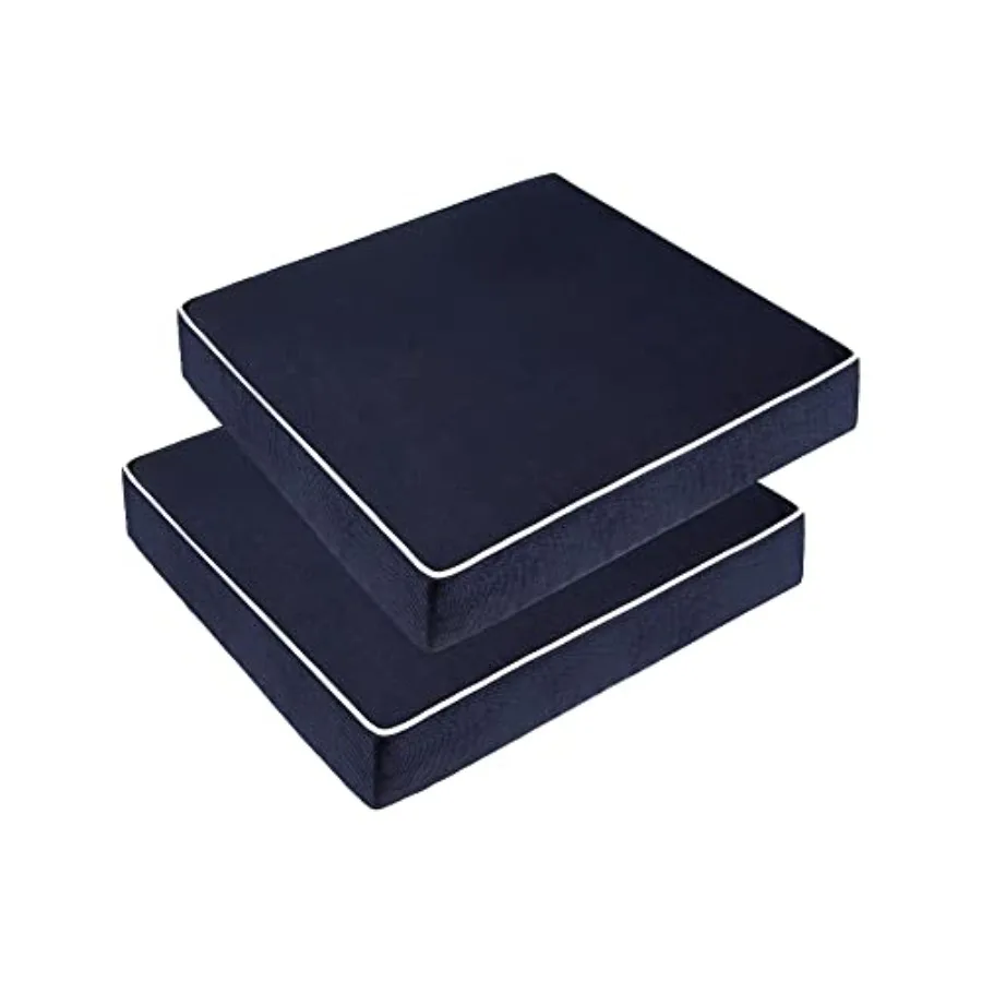

2 Pack Outdoor Chair Cushion 20" X 20" X 4" Waterproof Outdoor Seat Cushions with Non-Skid Ties Navy Cushion + Cover