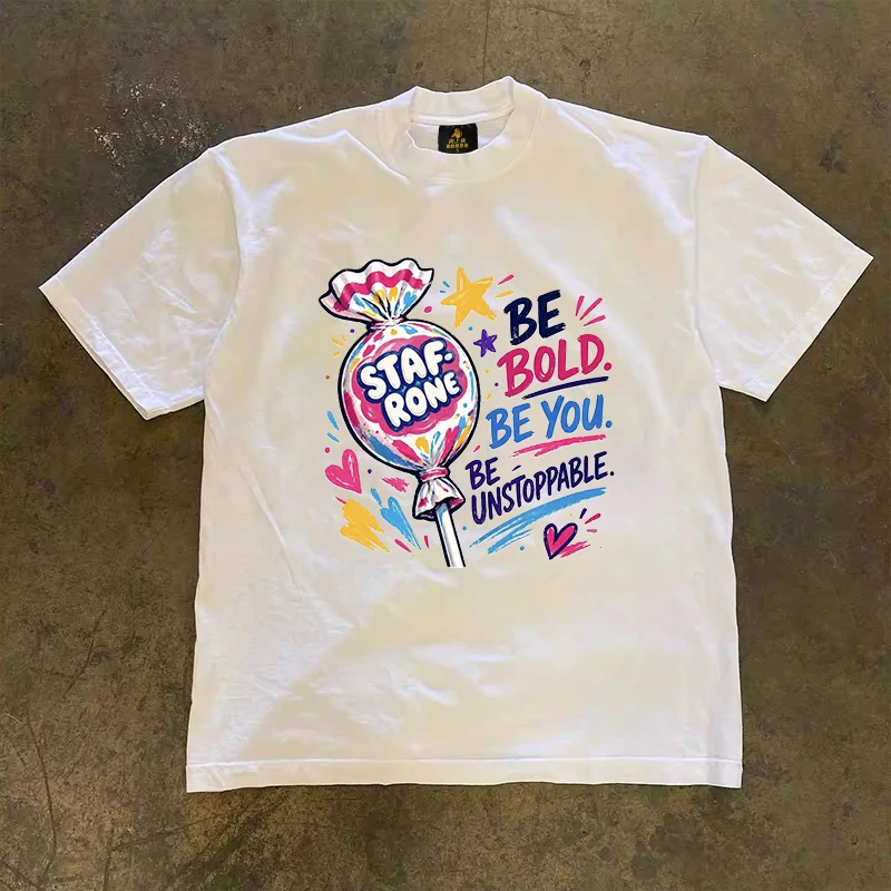 Loose Fit Cotton T-Shirt Unisex Short Sleeve Double Thread UPUPXIA Hero Print Sweat Absorbent round Neck Casual Summer Top