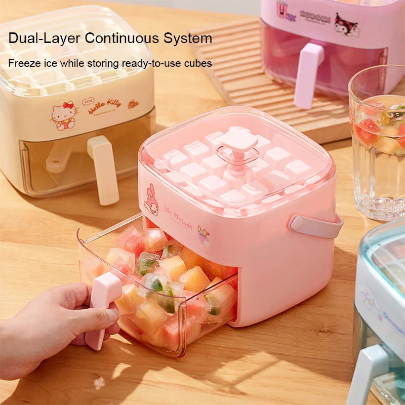 

Cartoon Sanrio Anime Characters Push-Release Double Lce Tray Maker - Large Capacity & Easy-Release Bucket, Home Ice Trays Mold