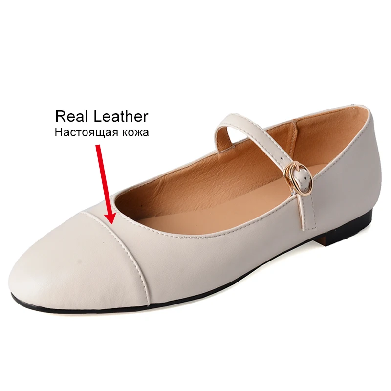 JOZHAMTA Size 34-48 Women Casual Ballet Flats Soft real leather Low Heels Shoes 2025 Ins Spring Daily Office Dress Shoes