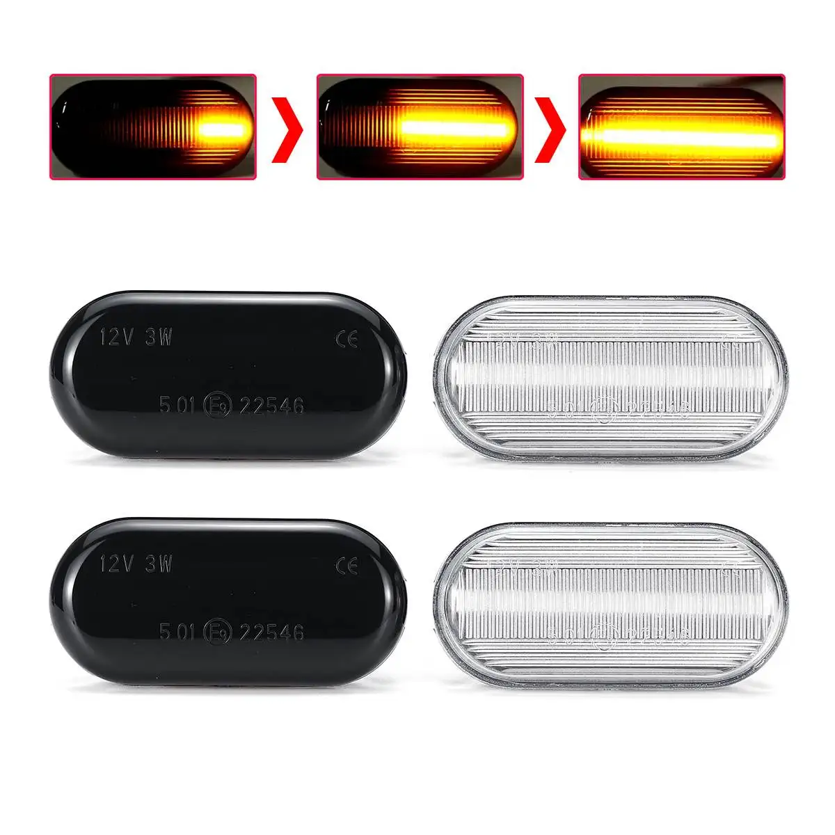 2x Dynamic LED Side Marker Lights 12V Flowing Turn Signal Light Side Repeater Panel  Lamp for Nissan for Qashqai J10 for Micra C