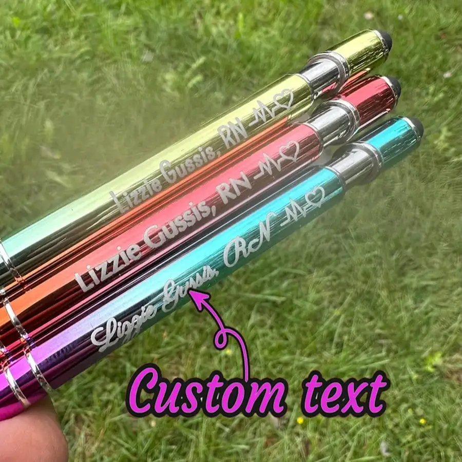 

60/30/10pcs Custom Metal Pen Holder Gradient Color Andong Ballpoint Pen