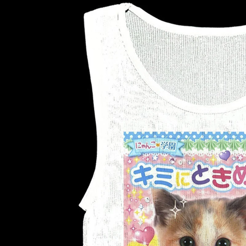 Y2K 여름 캐주얼 조끼 귀여운 패턴 여성 클래식 얇은 바디 쉐이핑 탄성 탱크 여성 간결한상의