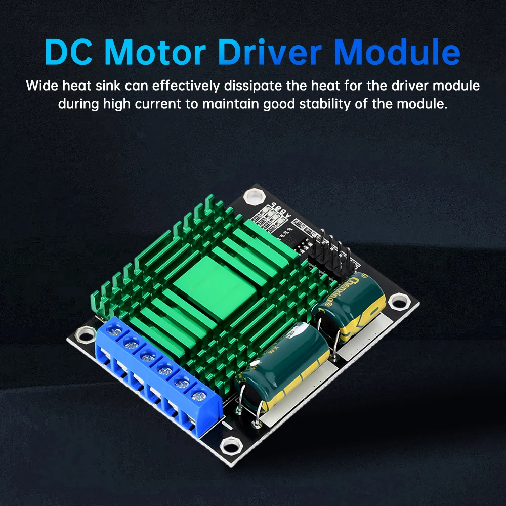 

60A Dual PWM 60KHZ DC Motor Driver Module with heat sink 9V-30V High-power H-bridge Speed Controller Board