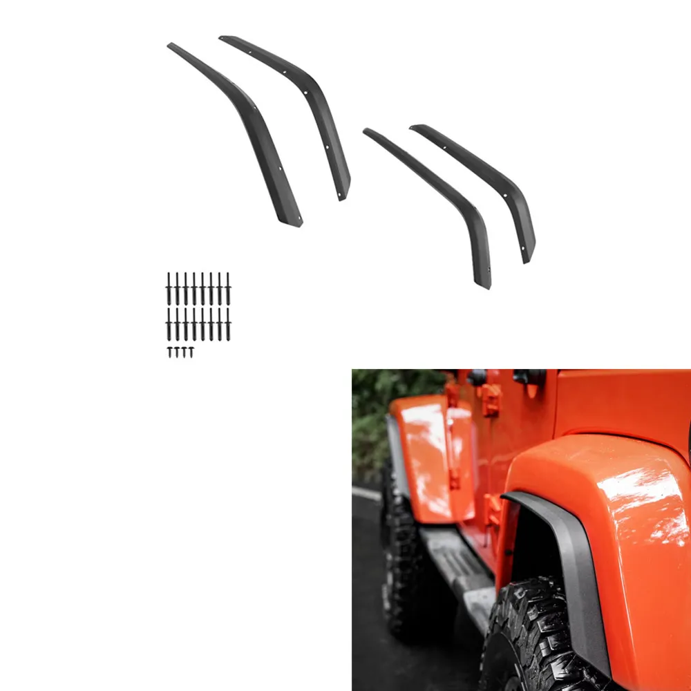 

4 Pieces Fender Flares Front & Rear ABS Extensions Set Fits For 2007-2017 Jeep Wrangler JK J401