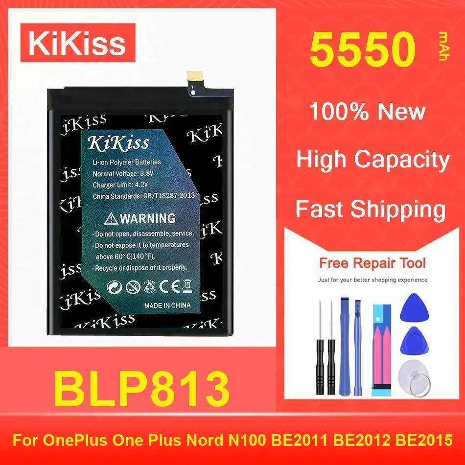 

Kikiss Battery 5550Mah BLP813 For Oneplus One Plus Nord N100 BE2011 BE2012 BE2015