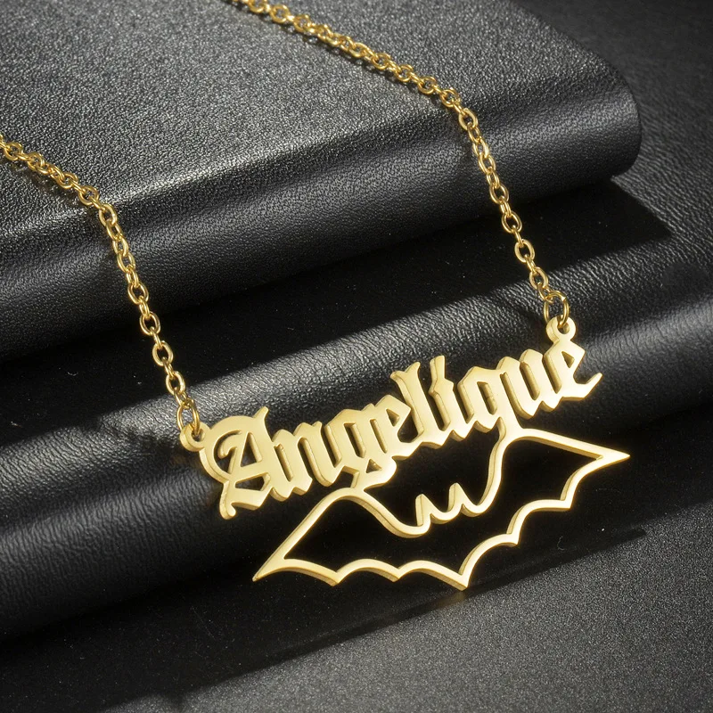 Ожерелье с именем по индивидуальному заказу, персонализированное полое ожерелье с подвеской, женские ювелирные изделия из нержавеющей стали, подарок на день рождения для пары, дропшиппинг