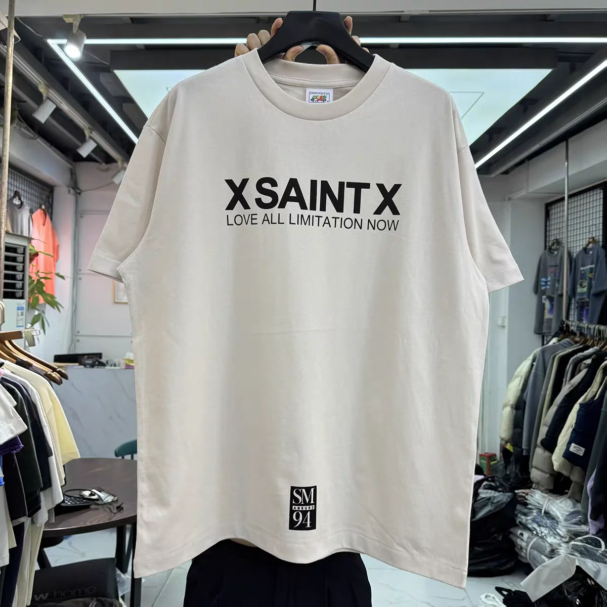 White SAINT Comfortable and Versatile Alphabet Print T Shirt Men Women Oversized Tee Tops T-Shirt