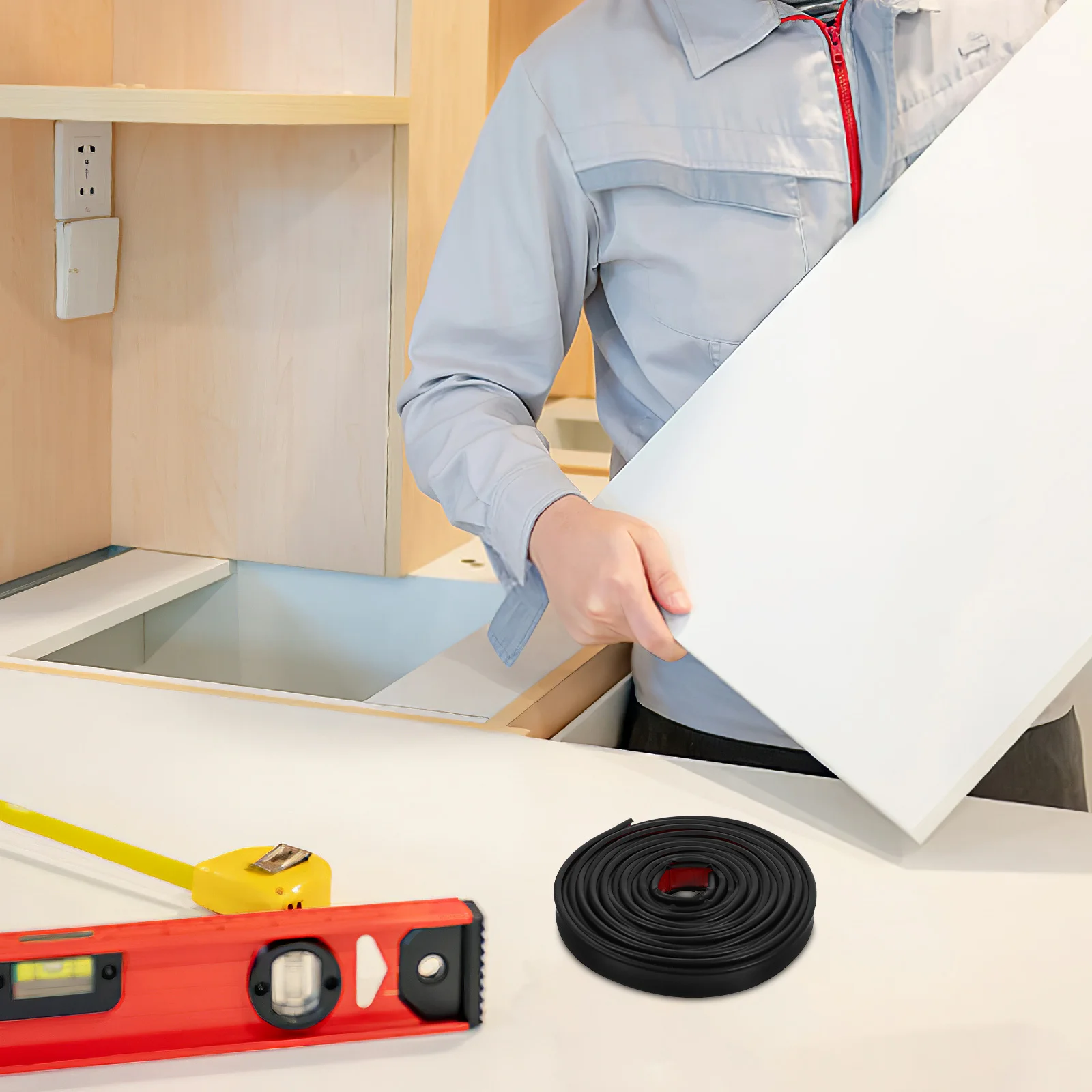 

1 Roll Furniture Edge Banding Strip U Shape Self Adhesive Flexible Veneer Edging Trim for Table Kitchen Cabinets Shelves