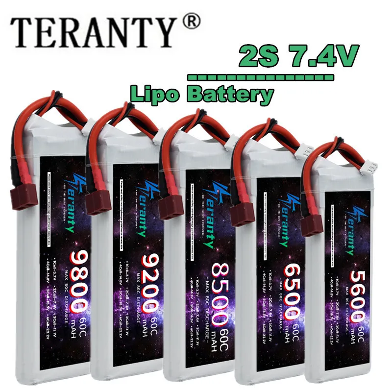 TERANTY 2S يبو بطارية 7.4 فولت 1800/2800/3200/3500/4600/5600/6500/7200/8000/8500/9200/9800 مللي أمبير ل RC سيارة بدون طيار قوارب طائرة FPV