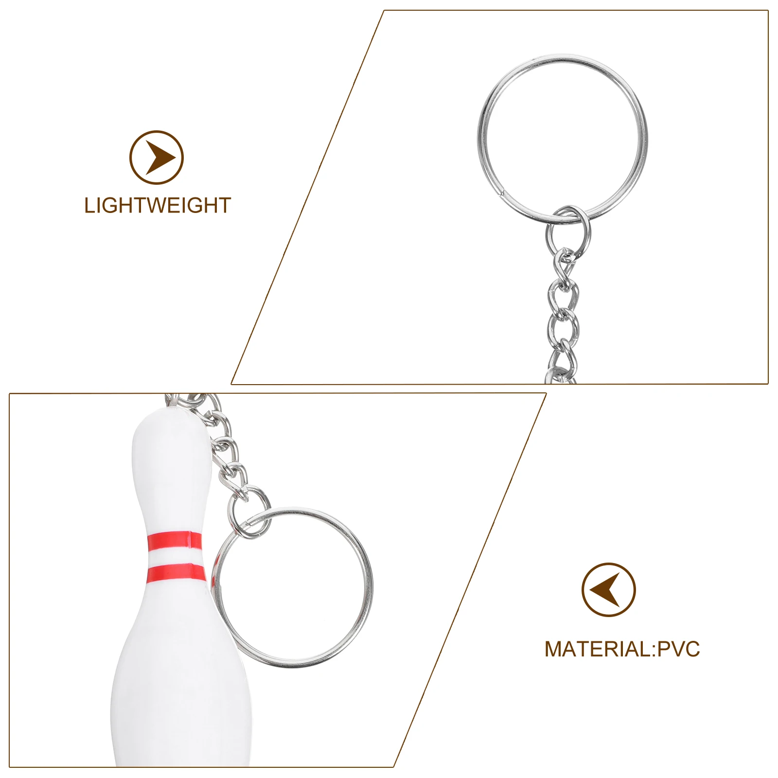 

9pcs Sports Themed Keychains Stylish Bowling Keychain Pvc Durable Lightweight Creative Design For Car Home Office Decoration