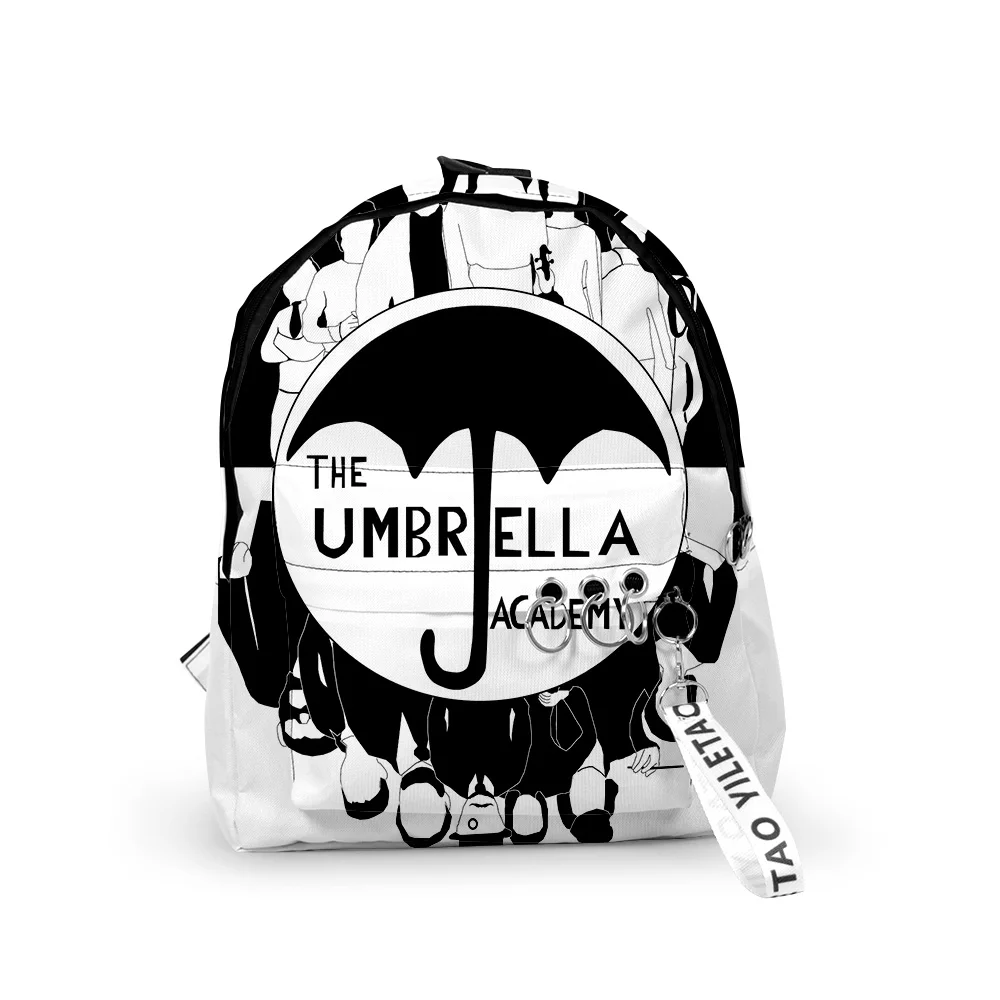 Рюкзаки Harajuku The Umbrella Academy для мальчиков и девочек, школьные сумки с 3D принтом, брелки, оксфордские водонепроницаемые милые маленькие рюкзаки