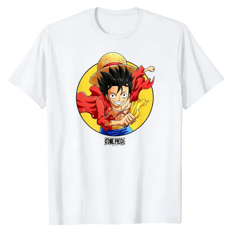

One Piece Monkey D. Luffy T-Shirt Character Graphic Print 100% Cotton Crew Neck Oversized Casual Street Fashion Tops