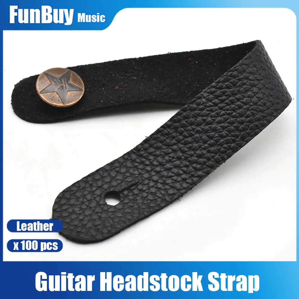 100Pcs Leather Guitar Neck Strap Hook Acoustic Guitar Headstock Strap for Acoustic Electric Guitar