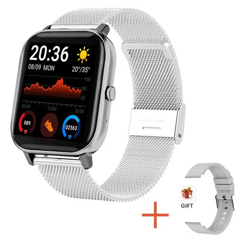 

Gray Steel belt Smartwatch For All Smartphone Connections Smart Watch Bluetooth Call Men Waterproof Watches Sport Bracelet Women