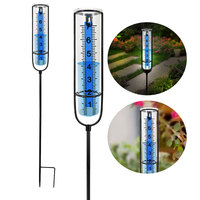 Outdoor Freeze Proof Rain Gauge with Stake Adjustable Height Water Rain Meter Large Rain Measuring Tool for Garden Lawn and Farm