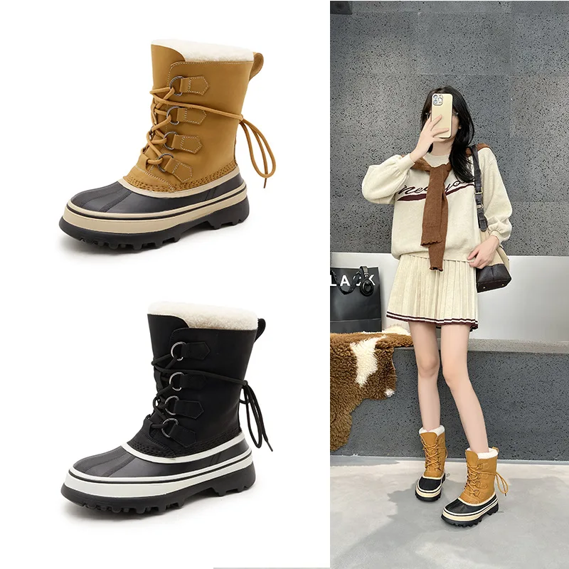 

Outdoor Mountaineering Snow Boots Duck Hunting Women's Cold-proof Warm Winter Northeast Non-slip Thick-soled Medium Ankle