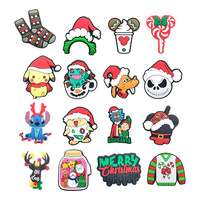 MINISO Christmas Snowman Pikachu Stitch 9-100PCS Shoe Charms PVC Decorations high-quality Detachable Waterproof For Party Gifts
