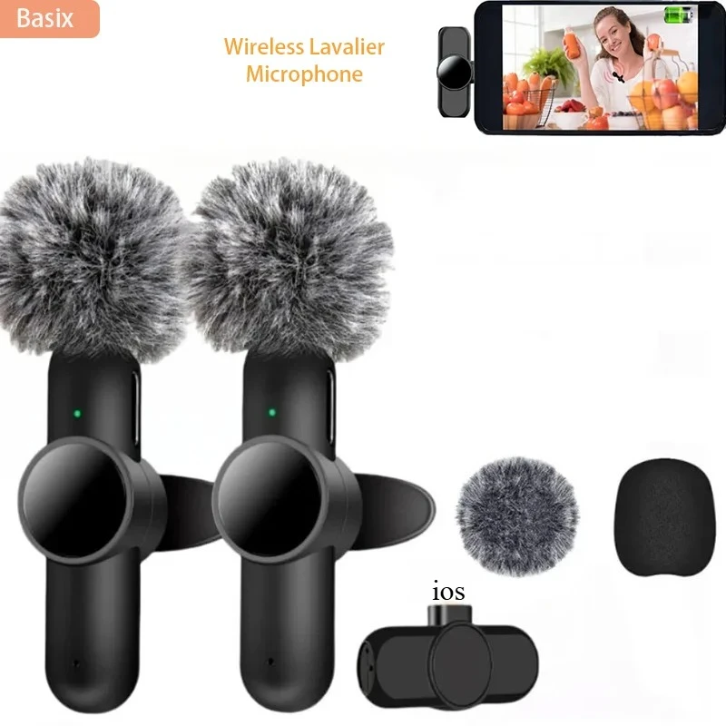 2.4G Wireless Lavalier Microphone Audio Video Recording Noise Cancelling for IPhone/iPad/Android/Xiaomi/Samsung Live Game Mic
