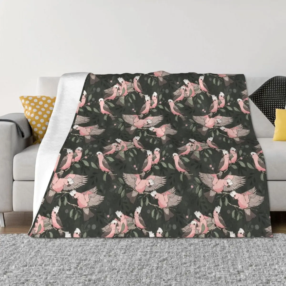 

Galahs on grey Throw Blanket Decorative Sofas Moving Bed Fashionable Tourist Blankets