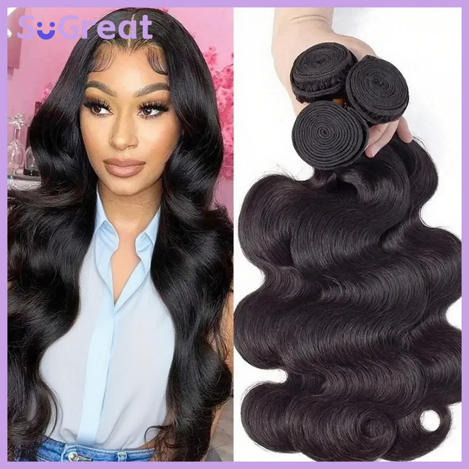 

SoGreat 30-дюймовые пучки необработанных волос 3 шт. Объемные волны Пучки человеческих волос Свободные объемные волны Натуральный черный парик Человеческие волосы Бразильские волосы