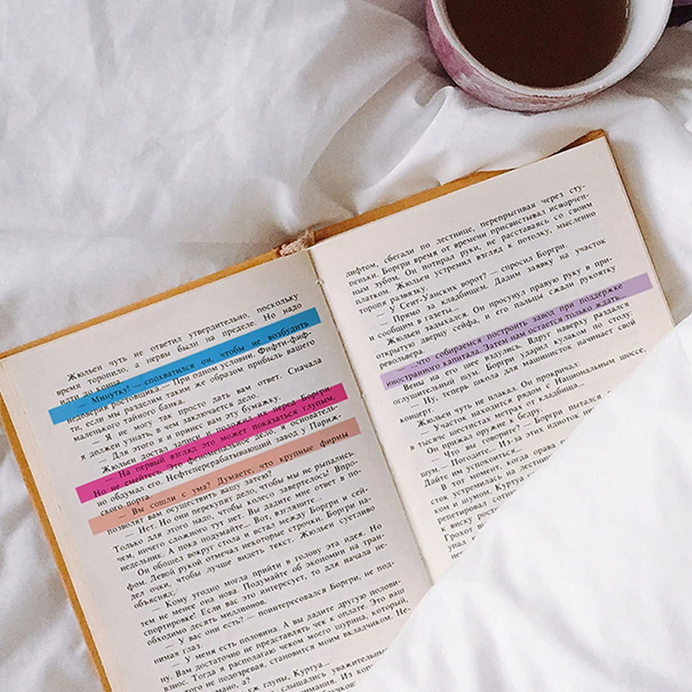 

6 Sets Highlight Strips Tape Transparent Notes Tabs Book Annotation Index Mark Sticky Labels Fluorescent Colors Student