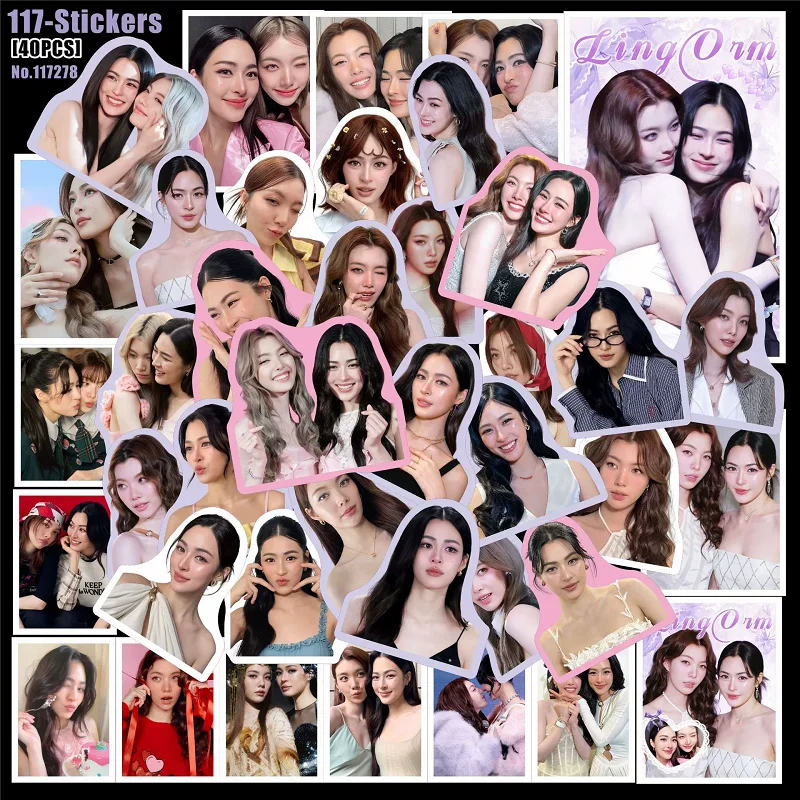 40PCS LingOrm Stickers Set Thai BL Star Lingling Kwong Orm Kornnaphat Aesthetic Vinyl Decals For Fans DIY Scrapbook Collection