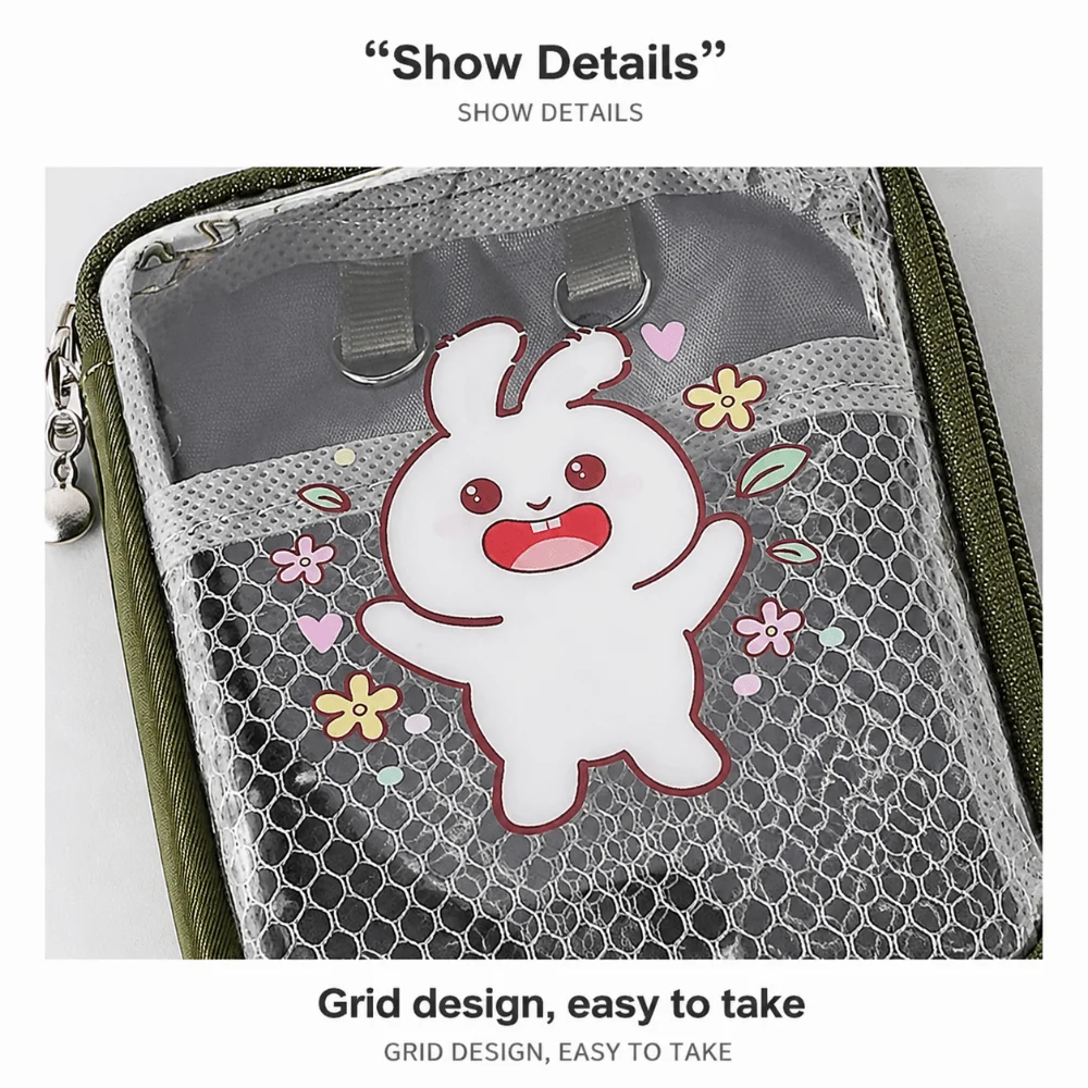 Durable Rabbit Print Mini Makeup Bag Portable Clear Small Cosmetic Pouch Multi-purpose Makeup Pouch Lipstick