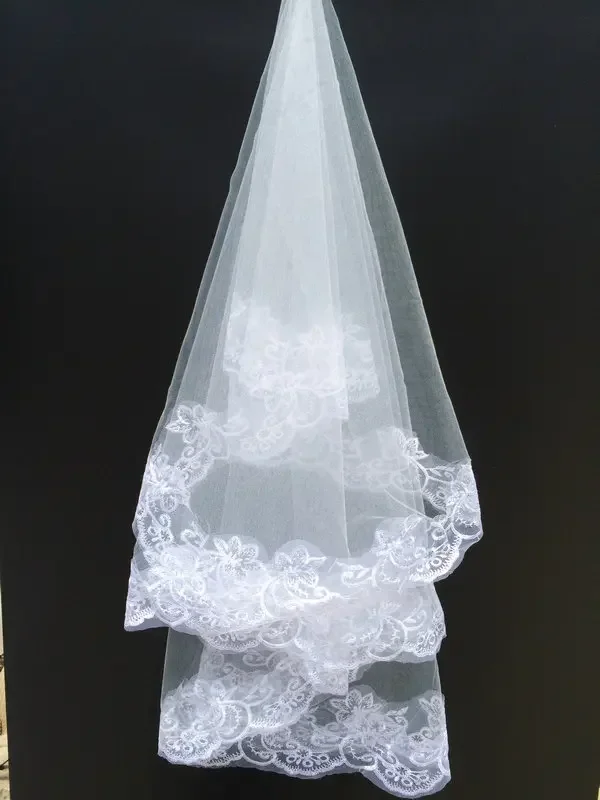 

Voile Mariage White One-Layer Short Bridal Veils Lace Edge Bridal Bride Hot Sale Wedding Accessories Veil 2021
