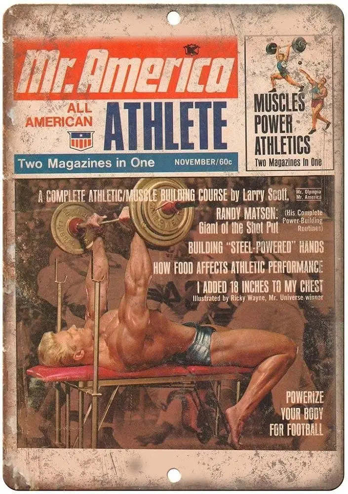 Mr America Magazine Bodybuilding Power Lift Retro Look Metallschild Metallblechschild, Tinsigneua24977