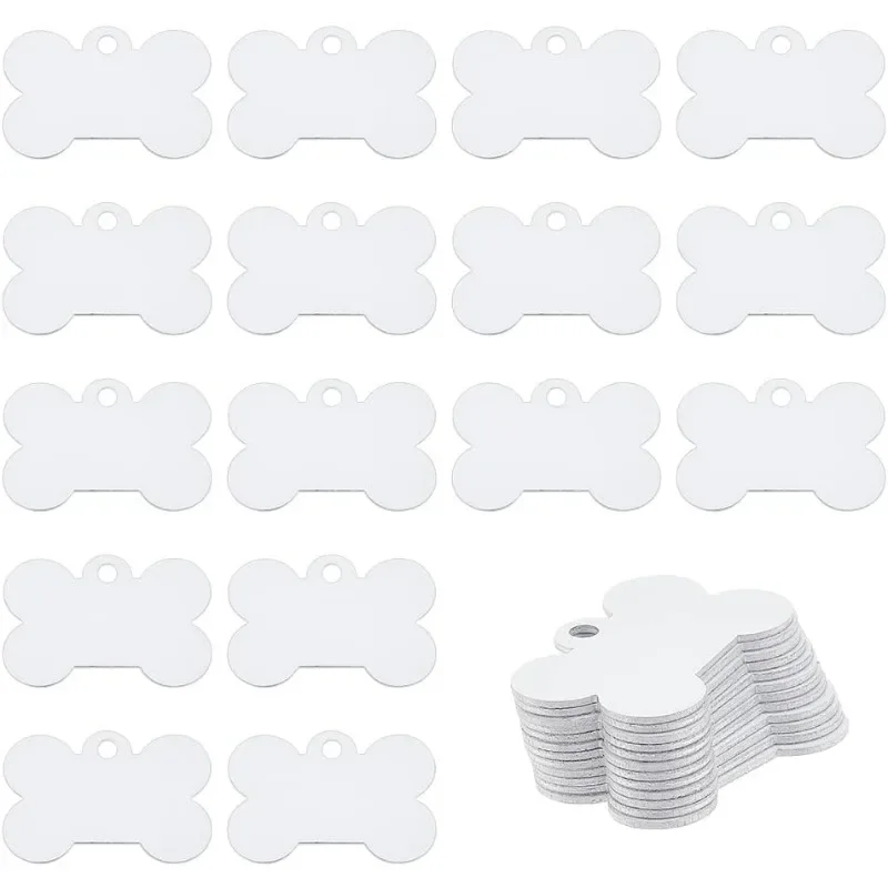 

10/20pcs Sublimation Blank Dog Tags Double Sides Aluminum Dog ID Tags Bone Shaped Pet Name Tags Single Sided Dog Collar Tags