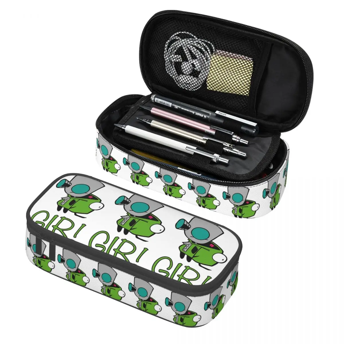 Gir Invader Zim Anime Pencil Case Pencil Pouch Storage Stationery Supplies Big Capacity Pen Box Pencil Bag for Students