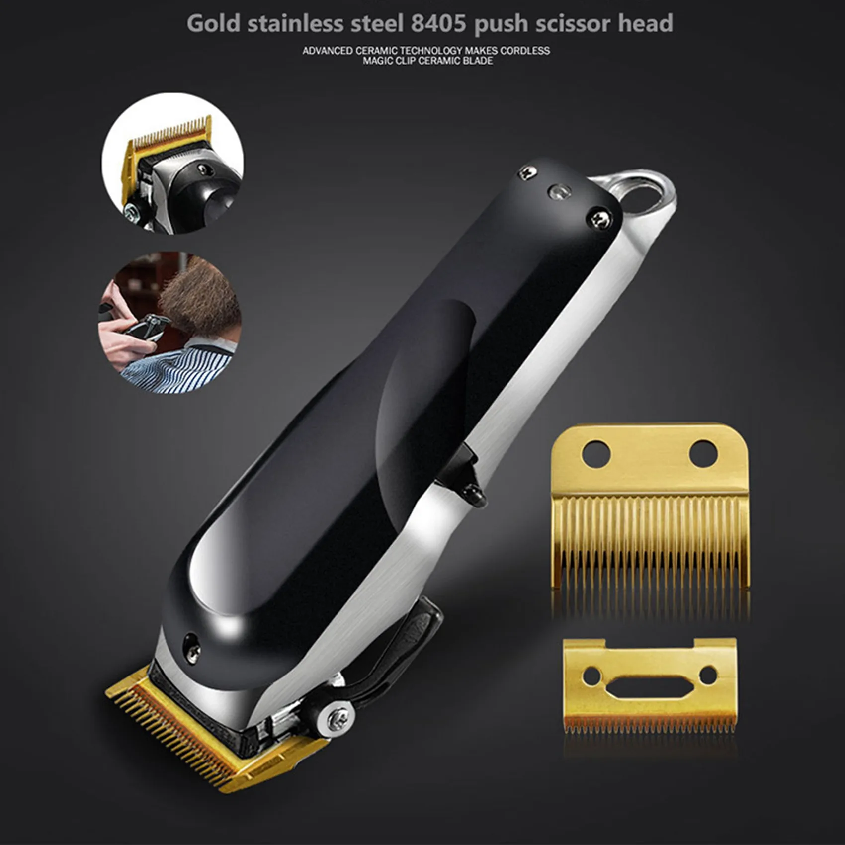 BAAM-4X For Wahl Magic Clip Cord & Cordless Replacement Blade + Cutter Blade (Steel Blade)-Gold