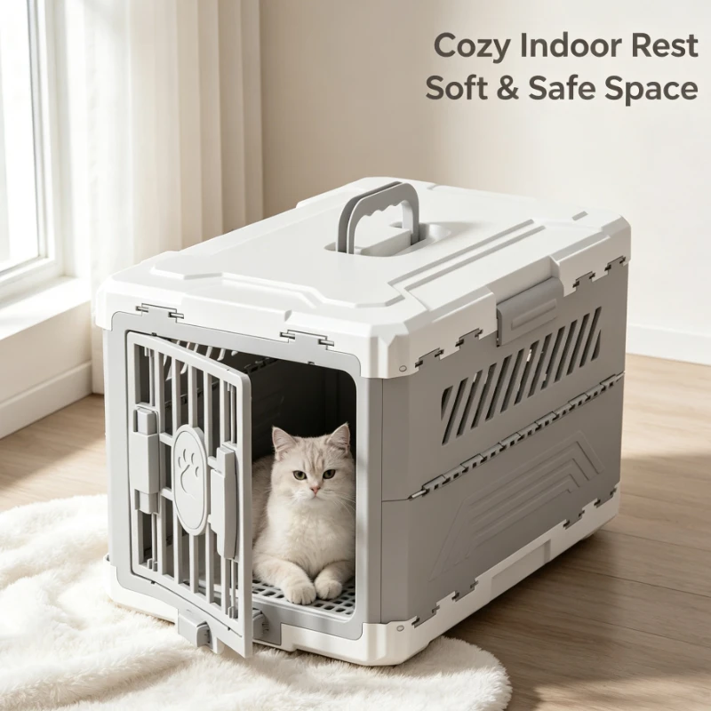 Pet Carrier Foldable Travel Crate For Cats Dogs Portable Lightweight Ventilated Cage Outdoor Car Trip Use