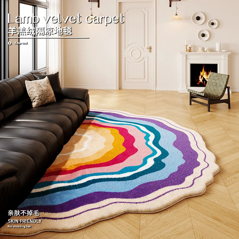 

Dopamine Carpets for Living Room Irregular Shaped Bedroom Decor Colorful Carpet Fluffy Soft Plush Rug Home Cloakroom Thick Mat