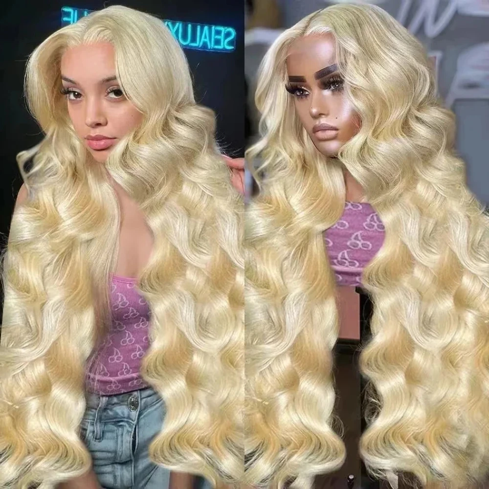 

613 Honey Blonde 40 46 Inch Body Wave 13x6 HD Transparent Lace Front Wig 100% Human Hair Wig Brazilian Wig 200 Density Remy Hair