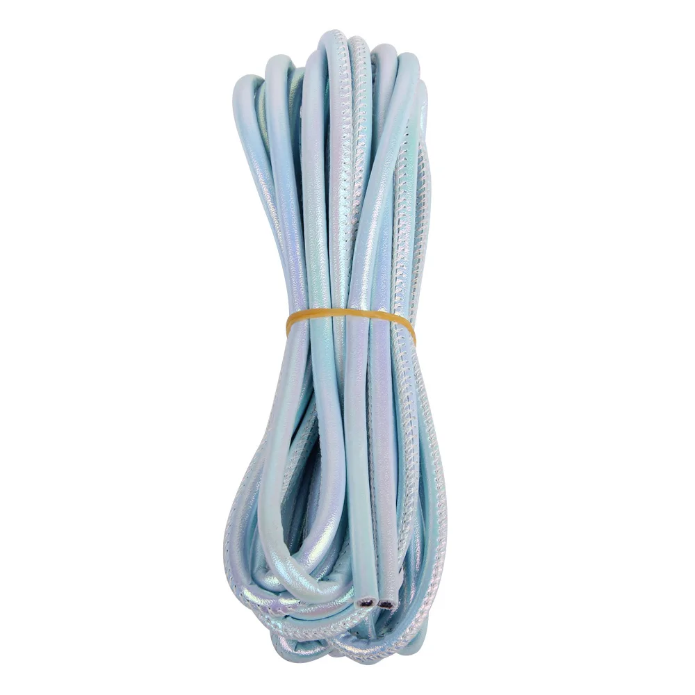 2M 5mm Irisierendes Rundes Genähtes Lederband, Holographisches Stoffseil für DIY-Handarbeiten, Armbänder, Schmuckherstellung – Detail 7