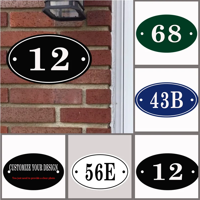 

Современная минималистичная табличка с индивидуальным адресом — акриловая овальная табличка с номером дома, персонализированная дверная табличка, современная табличка с адресом дома